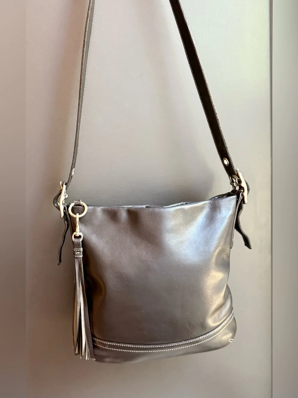 Vintage Coach Legacy Slim Duffle Bag - Black Glove Tanned Leather Style #1415